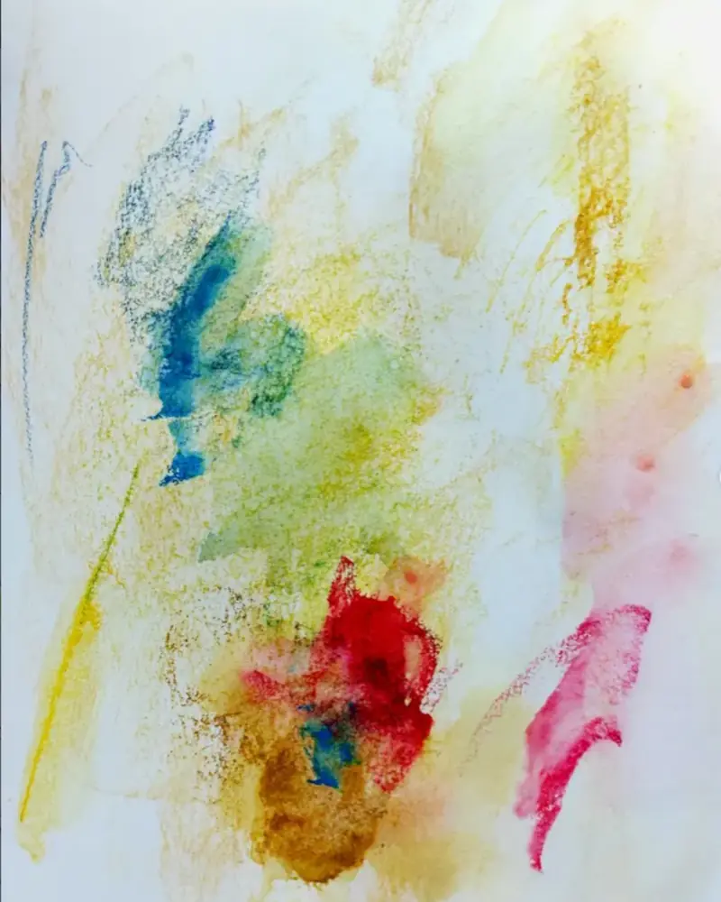 Abstract work by Ekke Scholz: autonomous islands of colour in an open field, held by the invisible tension of the white surface.